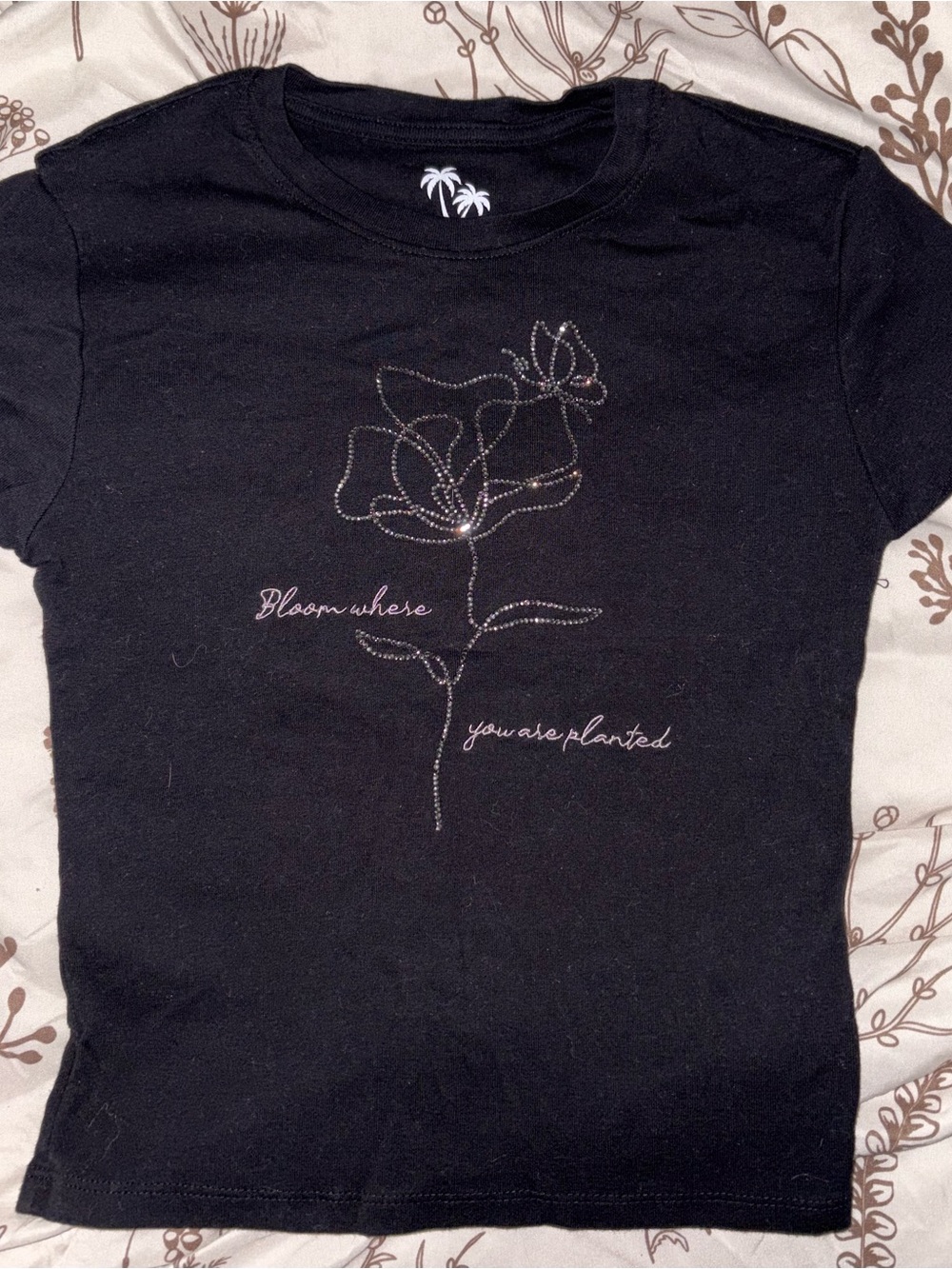 Graphic Black Women's Tee - 'Bloom Where You Are Planted'